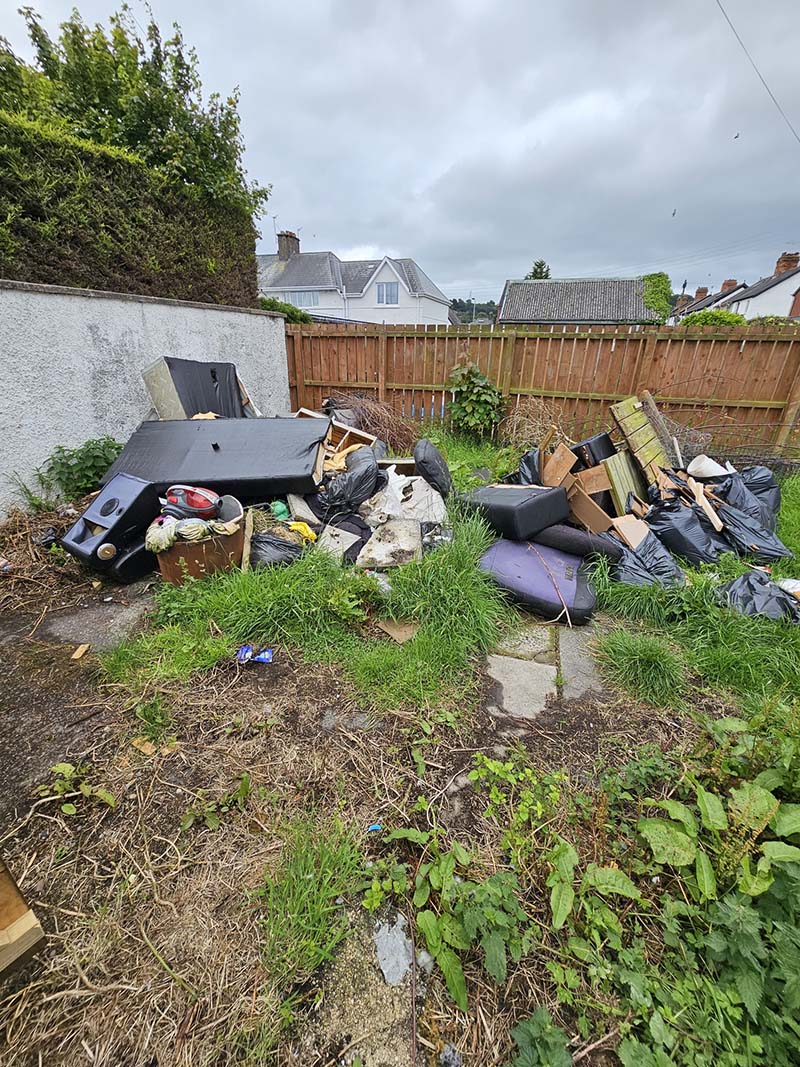 Old furniture and waste ready for collection