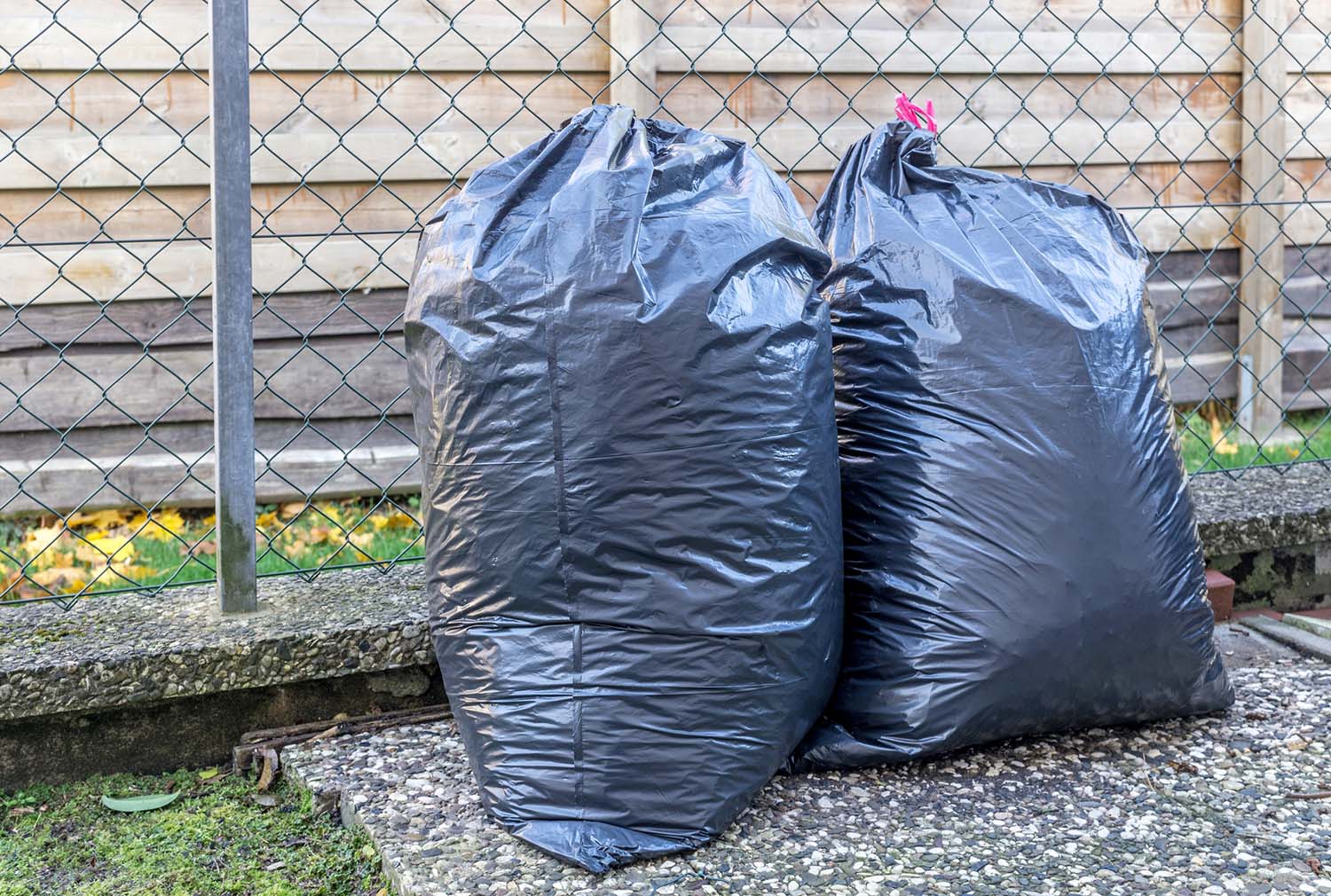 Black bin bags ready for collection